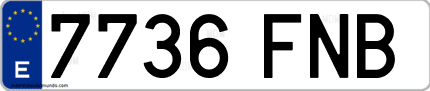 Ejemplo de matrícula de coche ordinaria 7736 FNB