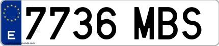 Ejemplo de matrícula española 7736 MBS