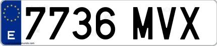 Ejemplo de matrícula española 7736 MVX