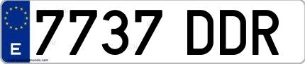 Ejemplo de matrícula española 7737 DDR