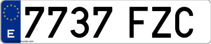 Ejemplo de matrícula de coche ordinaria 7737 FZC