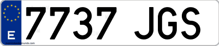 Ejemplo de matrícula de coche ordinaria 7737 JGS