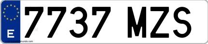 Ejemplo de matrícula española 7737 MZS