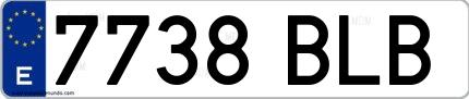 Ejemplo de matrícula española 7738 BLB