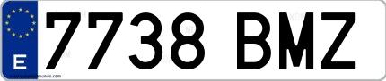 Ejemplo de matrícula española 7738 BMZ