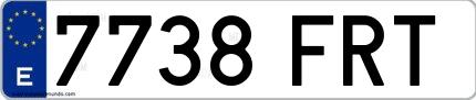 Ejemplo de matrícula española 7738 FRT