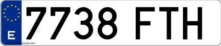 Ejemplo de matrícula española 7738 FTH
