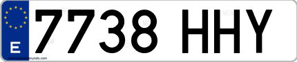 Ejemplo de matrícula de coche ordinaria 7738 HHY