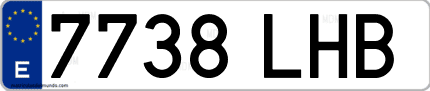 Ejemplo de matrícula de coche ordinaria 7738 LHB