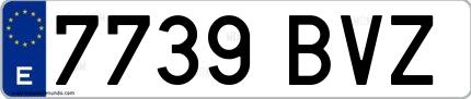 Ejemplo de matrícula española 7739 BVZ