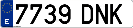 Ejemplo de matrícula de coche ordinaria 7739 DNK