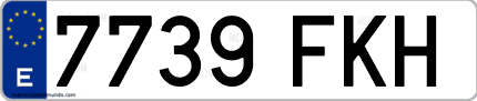 Ejemplo de matrícula de coche ordinaria 7739 FKH