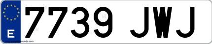 Ejemplo de matrícula española 7739 JWJ