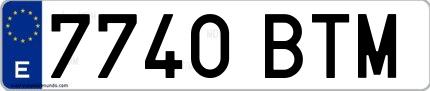 Ejemplo de matrícula española 7740 BTM