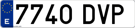 Ejemplo de matrícula de coche ordinaria 7740 DVP
