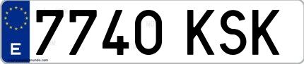 Ejemplo de matrícula española 7740 KSK
