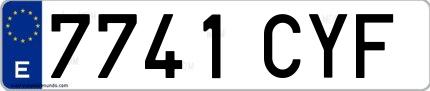 Ejemplo de matrícula española 7741 CYF