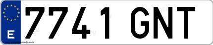 Ejemplo de matrícula española 7741 GNT