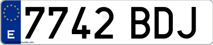Ejemplo de matrícula de coche ordinaria 7742 BDJ