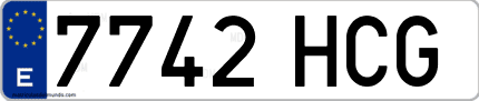 Ejemplo de matrícula de coche ordinaria 7742 HCG