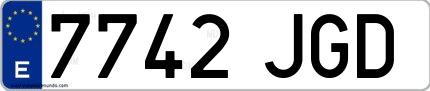 Ejemplo de matrícula española 7742 JGD