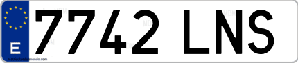 Ejemplo de matrícula de coche ordinaria 7742 LNS