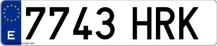 Ejemplo de matrícula española 7743 HRK