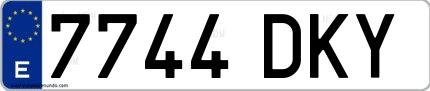 Ejemplo de matrícula española 7744 DKY