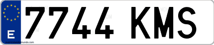 Ejemplo de matrícula de coche ordinaria 7744 KMS