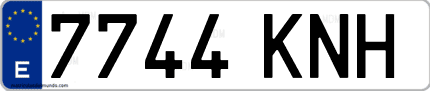 Ejemplo de matrícula de coche ordinaria 7744 KNH