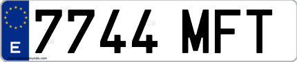 Ejemplo de matrícula de coche ordinaria 7744 MFT