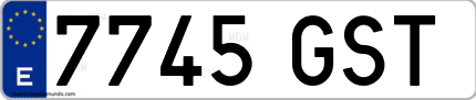 Ejemplo de matrícula de coche ordinaria 7745 GST