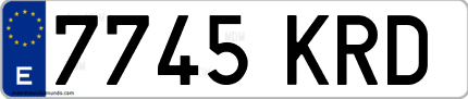 Ejemplo de matrícula de coche ordinaria 7745 KRD