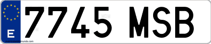 Ejemplo de matrícula de coche ordinaria 7745 MSB