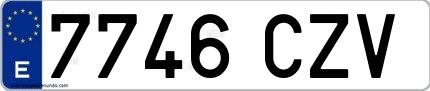 Ejemplo de matrícula española 7746 CZV