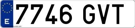 Ejemplo de matrícula española 7746 GVT