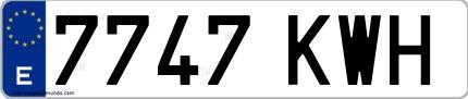 Ejemplo de matrícula española 7747 KWH