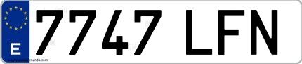 Ejemplo de matrícula española 7747 LFN