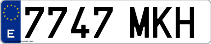 Ejemplo de matrícula de coche ordinaria 7747 MKH