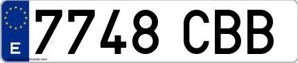 Ejemplo de matrícula española 7748 CBB