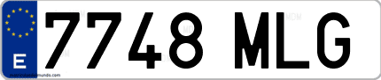 Ejemplo de matrícula de coche ordinaria 7748 MLG