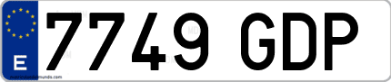 Ejemplo de matrícula de coche ordinaria 7749 GDP