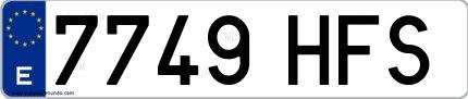 Ejemplo de matrícula española 7749 HFS