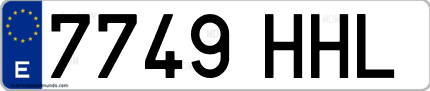 Ejemplo de matrícula de coche ordinaria 7749 HHL