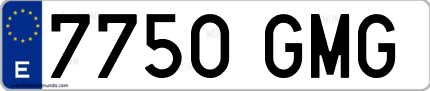 Ejemplo de matrícula de coche ordinaria 7750 GMG
