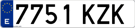 Ejemplo de matrícula de coche ordinaria 7751 KZK