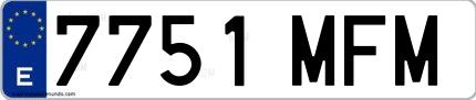 Ejemplo de matrícula española 7751 MFM