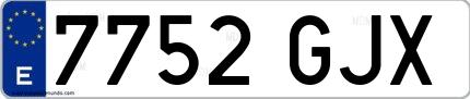 Ejemplo de matrícula española 7752 GJX