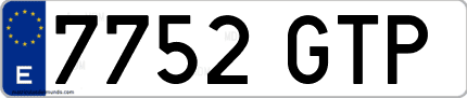 Ejemplo de matrícula de coche ordinaria 7752 GTP