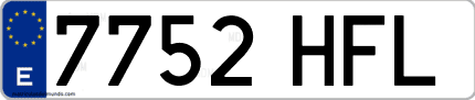 Ejemplo de matrícula de coche ordinaria 7752 HFL